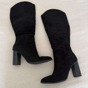 Black Knee-High Suede Boots | Size 6.5